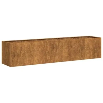 Image of vidaXL Planter Rusty Weathering Steel 200x40x40 cm Stylish Plant Pot Stand for Garden/Balcony/Patio, Open Bottom Drainage