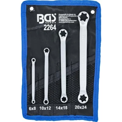 Image of BGS 2264 Double Ring Spanner Set with E Type Heads E6 x E8 E20 E24 4 pcs.