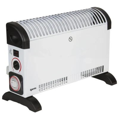 Image of Igenix IG5250 Portable Electric Low Energy Convector Heater with Adjustable Thermostat and 24 Hour Timer, Freestanding, Ideal for Home or Office, 2000 W, White