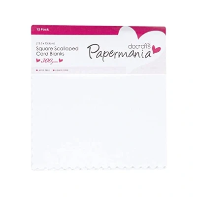 Image of Papermania 300 gsm Square Scalloped Card Blanks and Envelopes, Pack of 12, White