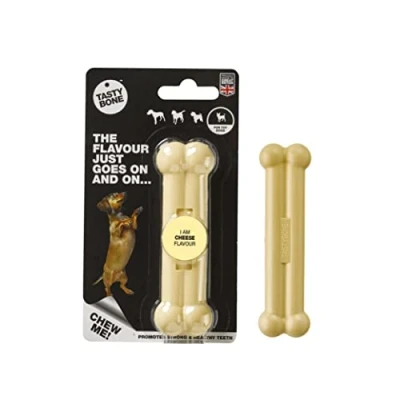 Image of TastyBone Nylon Dog Chew Toy for Dogs (Cheese) Indestructible Aggressive Chewers, Everlasting Flavour, Strong Healthy Teeth, Made in the UK