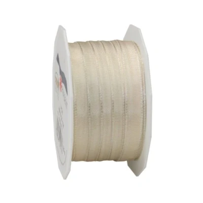Image of C.E. Pattberg Präsent Lyon Wired Taffeta Ribbon Champagne 10 mm width, 25 m length