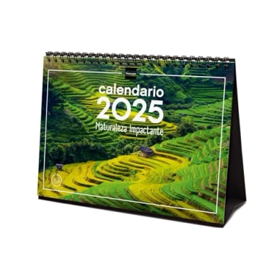 Image of Finocam Calendar Desktop Images to Write 2025 Month View January December (12 months) Nature Spanish