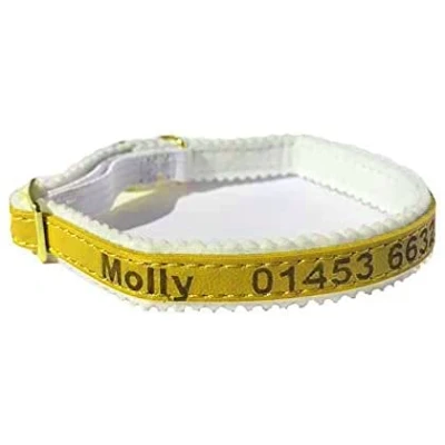 Image of Personalised Cat Kitten Collar ID Tag, Laser Engraved, UK Made, Ancol Quality (Gold)