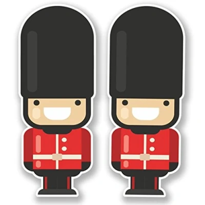 Image of 2 x 10cm/100mm London Queen&#039;s Guard Soldier Window Cling Sticker Car Van Campervan Glass #6641