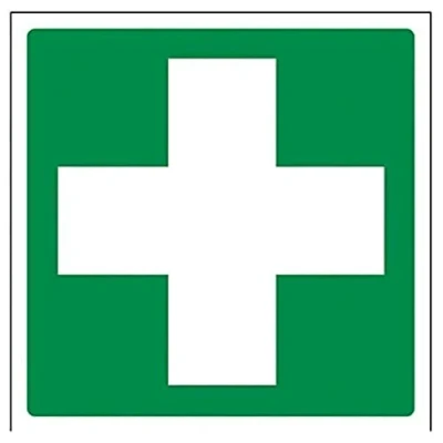 Image of V Safety 31028AM R First Aid Logo Sign Square 150mm x 1mm Rigid Plastic, Green