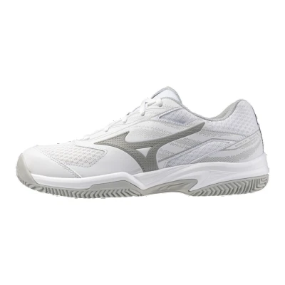 Image of Mizuno Break SHOT 5 CC Clay court tennis shoes, Women&#039;s, Size: 6.5, White/ultimate gray/harbor mist Imitation leather/ textile