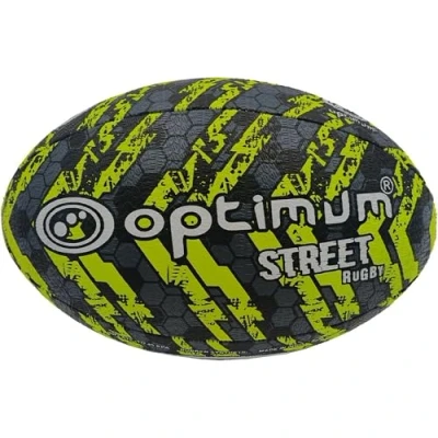Image of Optimum STREET RUGBY BALL BLACK/YELLOW MIDI