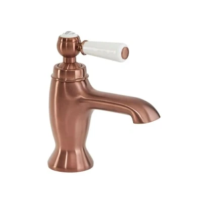 Image of Milano Elizabeth Traditional Mono Bathroom Basin Mixer Tap with Lever Handle Brushed Copper