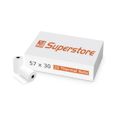 Image of 57 x 30mm Thermal Paper Till Rolls for Credit Card All PDQ Machines (20 Rolls) (Pack of 5 100