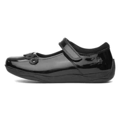 Image of Hush Puppies Girls Christina Patent Senior Shoe, Black, 4 UK