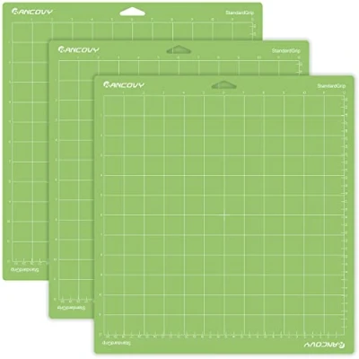Image of RANCOVY Cutting Mat for Cricut Maker 3/Maker/Explore 3/Air 2/Air/One Standard Grip Adhesive Quilting 12&quot;x12&quot; Green 3 Pack