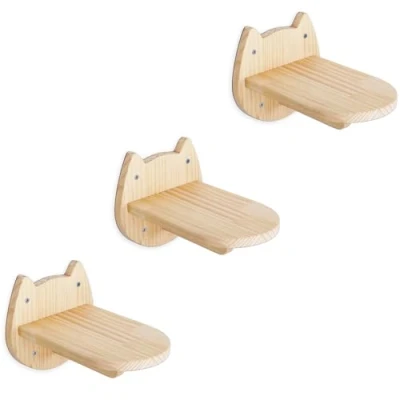Image of DaizySight Cat Wall Step Shelves Set for Climbing, Mounted Tree Stairs Ladder, Wooden Face Furniture Shelf Pack of 3