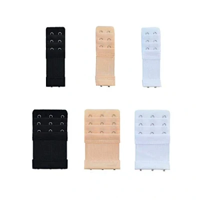 Image of DEEINN Bra Extenders 2 Hook, Extensions 3 Extender, Women Strap Elastic Extender Set Rows * Hooks&amp; Hooks,Skin,White,Black (6PC 2&amp;3 hook)