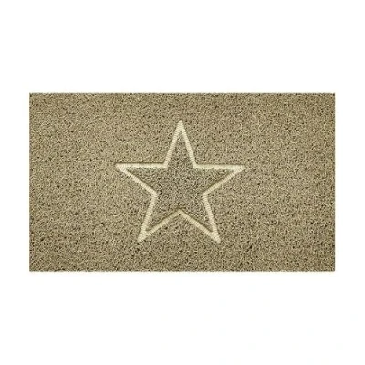 Image of Nicoman Embossed Spaghetti Door Mat Dirt Trapper Jet Washable Doormat 70x43cm (Beige, STAR Shape) Use on Carpet ONLY
