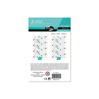 Image of Maildor Ref AE185C Initial Stickers (Bumper Pack of 20 Sheets) Geometric Round Designs 16 x 10.5cm, Brightly Coloured Stickers, Contains 2260 in Total