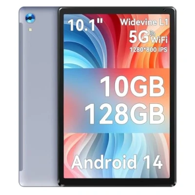 Image of Jeazans Android Tablet, 10.1 inch Tablets with 1280 * 800 IPS HD Touchscreen, Octa Core Processor, 10(4+6) GB RAM 128GB ROM, 1TB TF Card Expandable, 5G/2.4G WiFi, BT 5.0,Dual Camera, Google Tablet