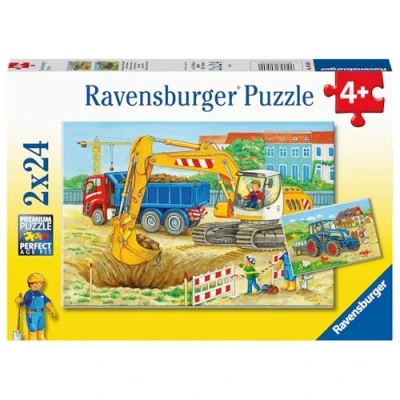 Image of Ravensburger Farm &amp; Building Site 2X 24 Piece Jigsaw Puzzles For Kids Age 4 Years Up Educational Toddler Toys [Amazon Exclusive]