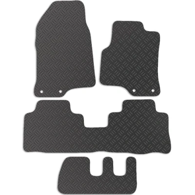 Image of Carsio Rubber Car Mats For Chevrolet Captiva 2007 To 2015 Tailored Fit Floor Mat Set Complete Accessory Black Custom Fitted All Weather &amp; Heavy Duty, Anti Slip Backing with Clips