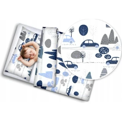 Image of BABYMAM 2pc Cotton Baby Bedding Cot Toddler Duvet Cover and Pillowcase Set to Fit Bed 120x90cm Retro Cars