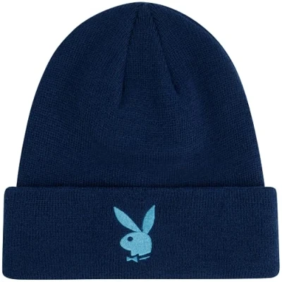 Image of Concept One Playboy Beanie Hat, Cuffed Knit Winter Cap with Logo, Navy, Size