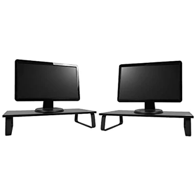 Image of TekBox Single &amp; Double Monitor Riser Stand for 1 or 2 Computer Screens on Desk (2x Riser)