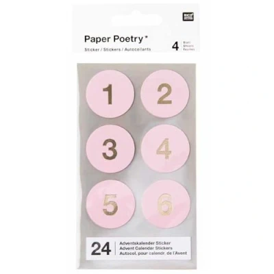 Image of Crafty Capers Lilac 24 Advent Calendar Stickers Gold Foil Numbers 3cm Wide