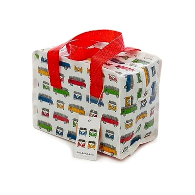 Image of Puckator Volkswagen VW T1 Camper Bus Small RPET Recycled Plastic Bottles Reusable Insulated Lunch Bag Meal Prep with Strap Tote Box for Adults Food Storage Organizer