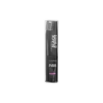 Image of Curaprox Black is White Travel Kit Toothbrush &amp; Whitening Toothpaste 8ml