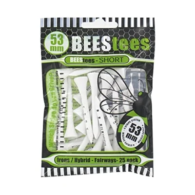 Image of BEES TEES, SHORT TEES 53mm FOR IRONS, HYBRID OR FAIRWAY WOODS. PACK OF 25