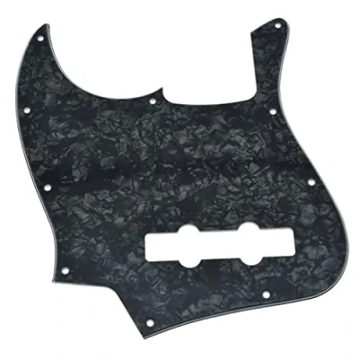 Image of KAISH Lefty 4 String J Bass Style Pickguard Left Handed Pick Guard Scrach Plate for USA/Mexico Jazz Black Pearl