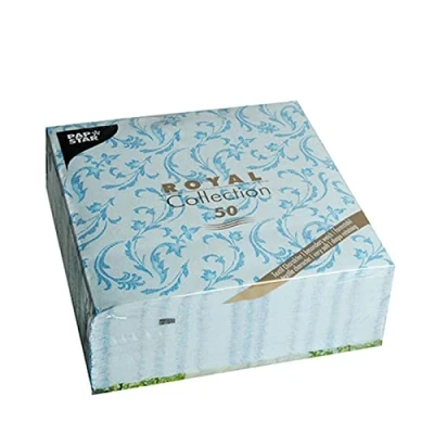 Image of PAPSTAR, Royal Collection #85003 Serviettes 1/4 Fold 40 cm x Turquoise Damascato