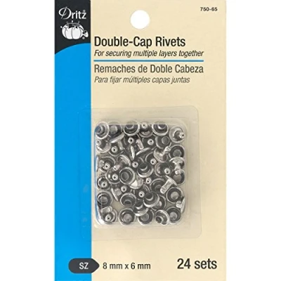 Image of Dritz Double Cap Rivets, fabric Nickel, 8mm x 6mm