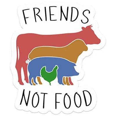 Image of Pack of 4 Vegan Friends Not Food Vinyl Decal Sticker Car Wall Laptop Scrapbook Campervan Caravan Bumper Window