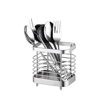 Image of LIBOOI Kitchen Utensils Holder, Stainless Steel Cutlery Holder Stand Utensil Draining Rack, Metal Wire Spoon Drainer Organiser