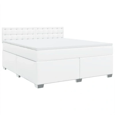 Image of vidaXL Box Spring Bed with Mattress White 180x200 cm Faux Leather