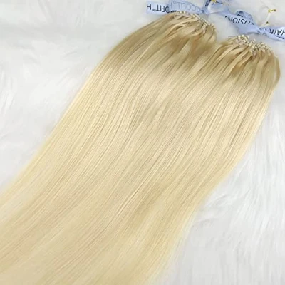 Image of GOOFIT Hair Extensions Micro Loop Human Remy Double Rings 1g/s 50s/pack (18&quot; #60 Platinum Blonde)