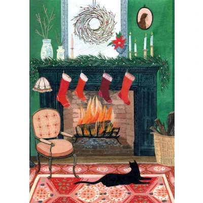Image of Festive Fireplace by Becca Stadtlander Pack of 8 Charity Christmas Cards