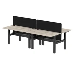 Image of Air B2B 1400x800mm Adjustable 4P Bench Desk CP Grey Oak/Black + Screen