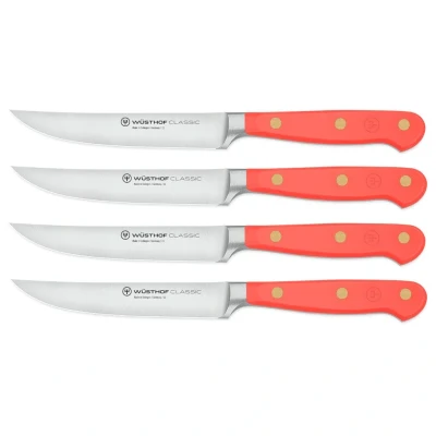 Image of Wüsthof Classic Coral Peach 4 Piece Steak Knife Set