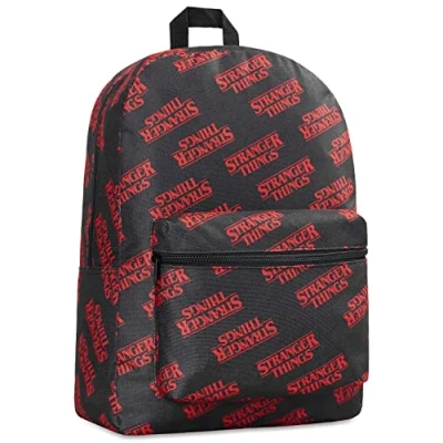 Image of Stranger Things Backpack Kids Black School Bag Girls Boys Rucksack Sports Teens with Adjustable Straps Official Series Merchandise Gifts
