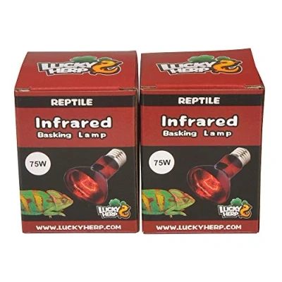 Image of LUCKY HERP Reptile Infrared Basking Bulb Heat Lamp,2 Pack,E27,Screw Thread (75 Watt)