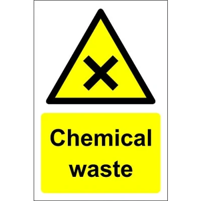 Image of Chemical waste Safety sign Self adhesive sticker 150mm x 100mm
