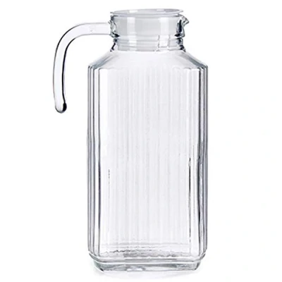 Image of MGE Glass Jug with Lid Water Jug, Pitcher Lid, Iced Tea, Cold Water, Ice Wine, Coffee, Milk and Juice Beverage Carafe Fridge 1.8 L