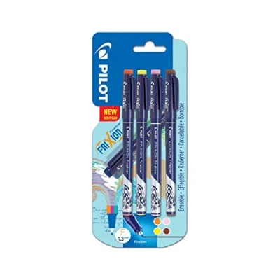Image of Pilot Frixion Erasable Fineliners Pack of 4 Orange/Yellow/Pink/Brown, 3131910540588