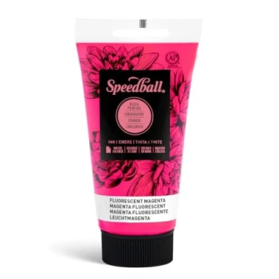 Image of Speedball 75ml 2.5oz Water Soluble Block Ink Fluorescent Magenta, for Printing, Lino, Screen Artists Kit