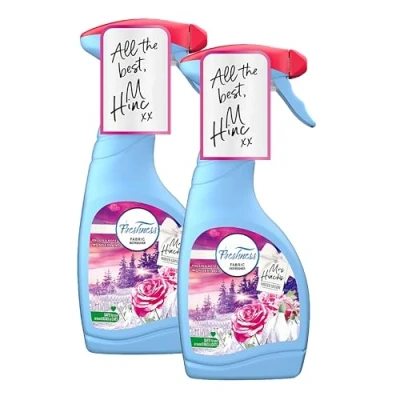 Image of Fabric Air Freshener Spray Bulk Buy Pack of 2 x 500ml Frosted Rose Wonderland Water Based Formula Spray, Carpet Odour Eliminator with Topline Card. Room Fresheners for Home