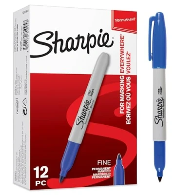 Image of Sharpie Permanent Markers Fine Point Blue 12 Count