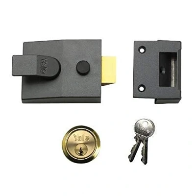Image of YALE YAL85DMGPB P 85 DMG PB 40 Deadlocking Nightlatch Finish, High Security with Automatic Deadlock, Dark Metallic Gray,