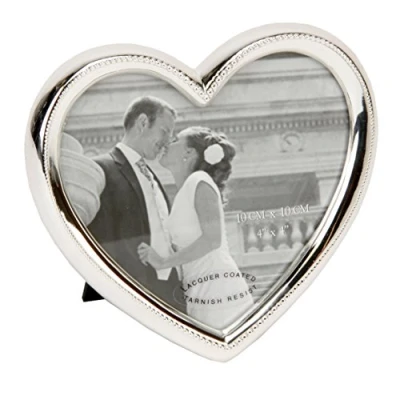 Image of Oaktree Gifts Silver Plated Heart Alloy Photo Frame 4 x